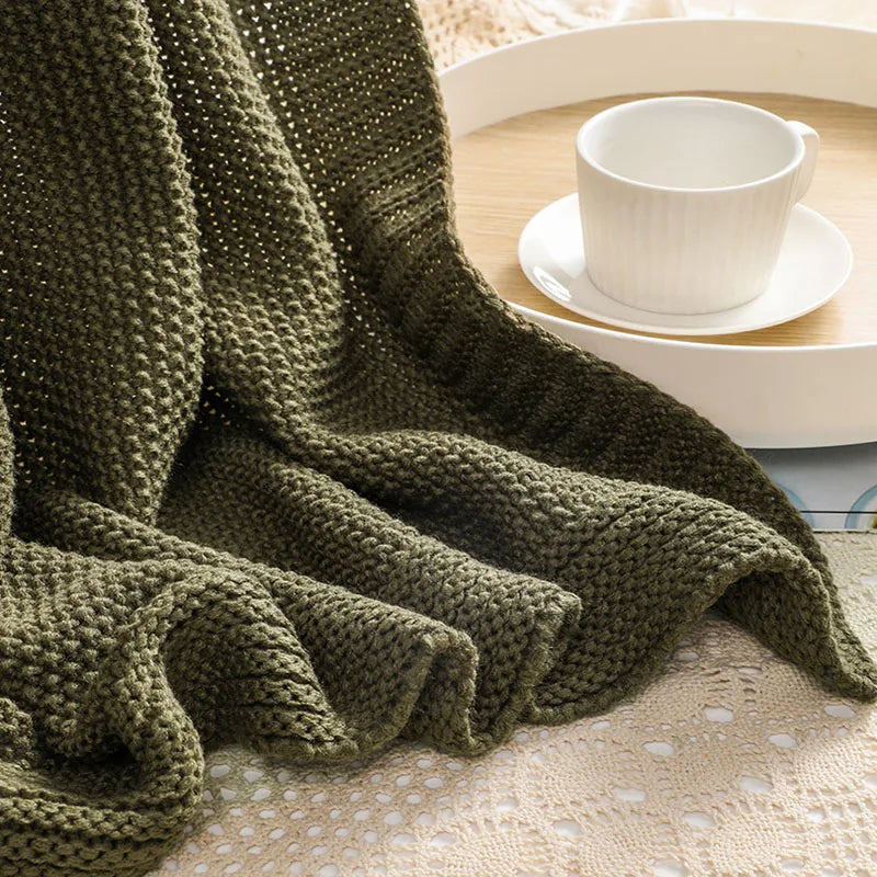 NOBLEHAVEN™  Waffle knitted wool Blanket